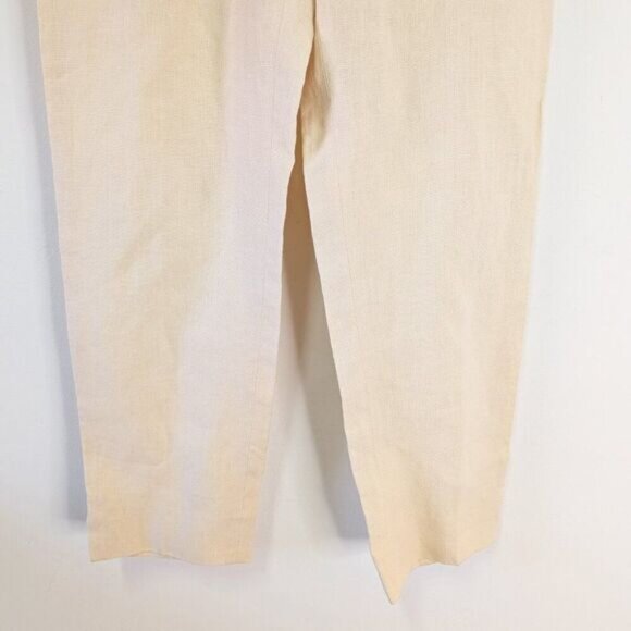 Max Mara Puro Lino Cream Straight Leg Linen Pants - Picture 4 of 8